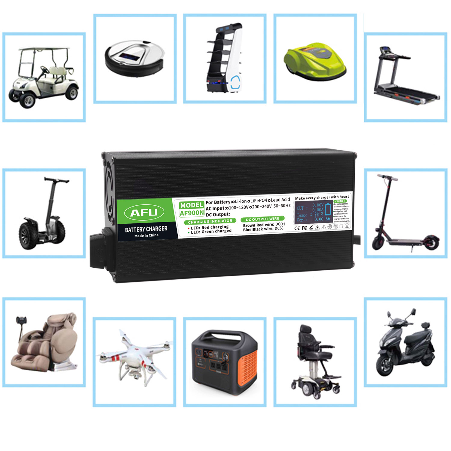 84V 20A Smart Charger - 58.4V 15A LiFePO4 배터리 충전기 OLED